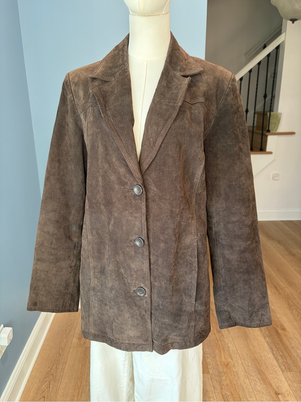 Relativity Vintage Brown Genuine Suede Leather Blazer Jacket Size Medium